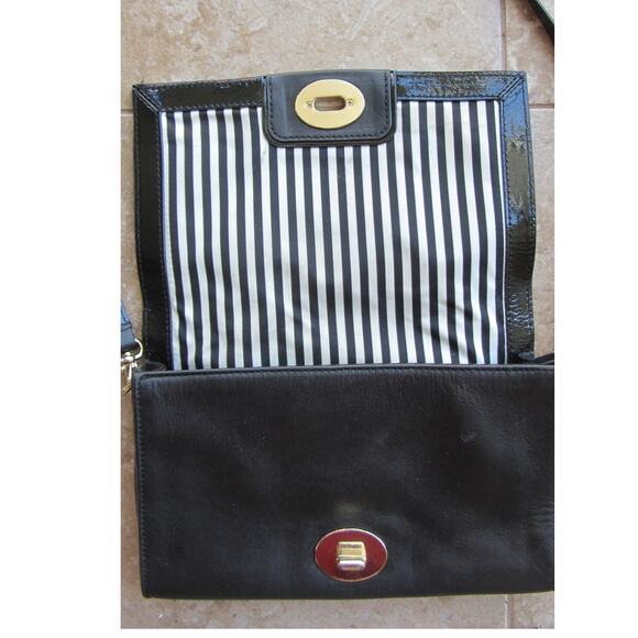 KATE‎ SPADE Hampton Road Juliana Black Leather Turn Lock Crossbody Purse - Picture 6 of 9